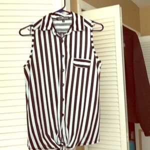 Striped button down top